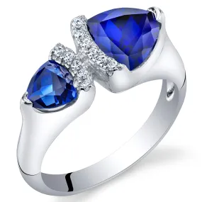 Blue Sapphire Trillion Sterling Silver Ring Size 7