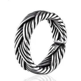 Braided Boho Eternity 925 Sterling Silver Adjustable Vintage Ring