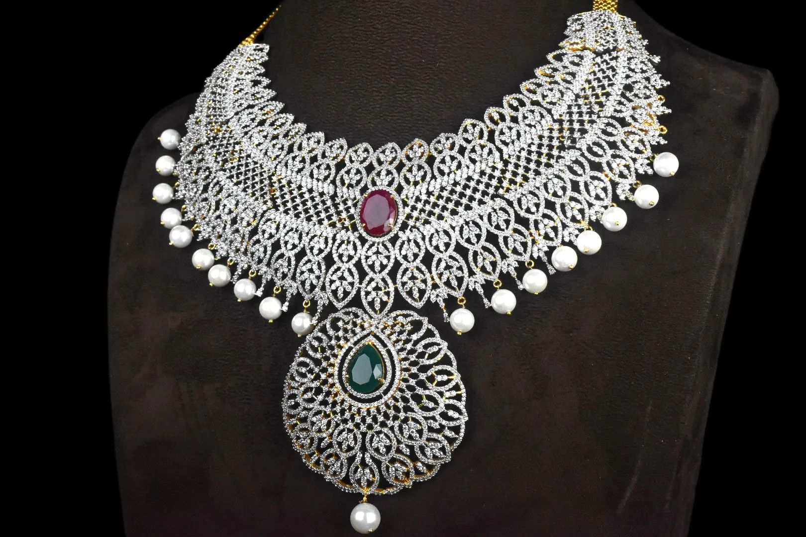 Bridal American Diamond Necklace Set By Asp Fashion Jewellery