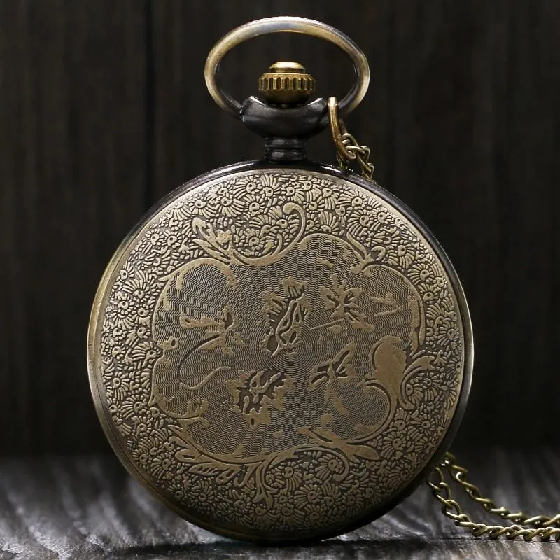 Bronze Pocket Watch with Norse Themed Valknut Carving