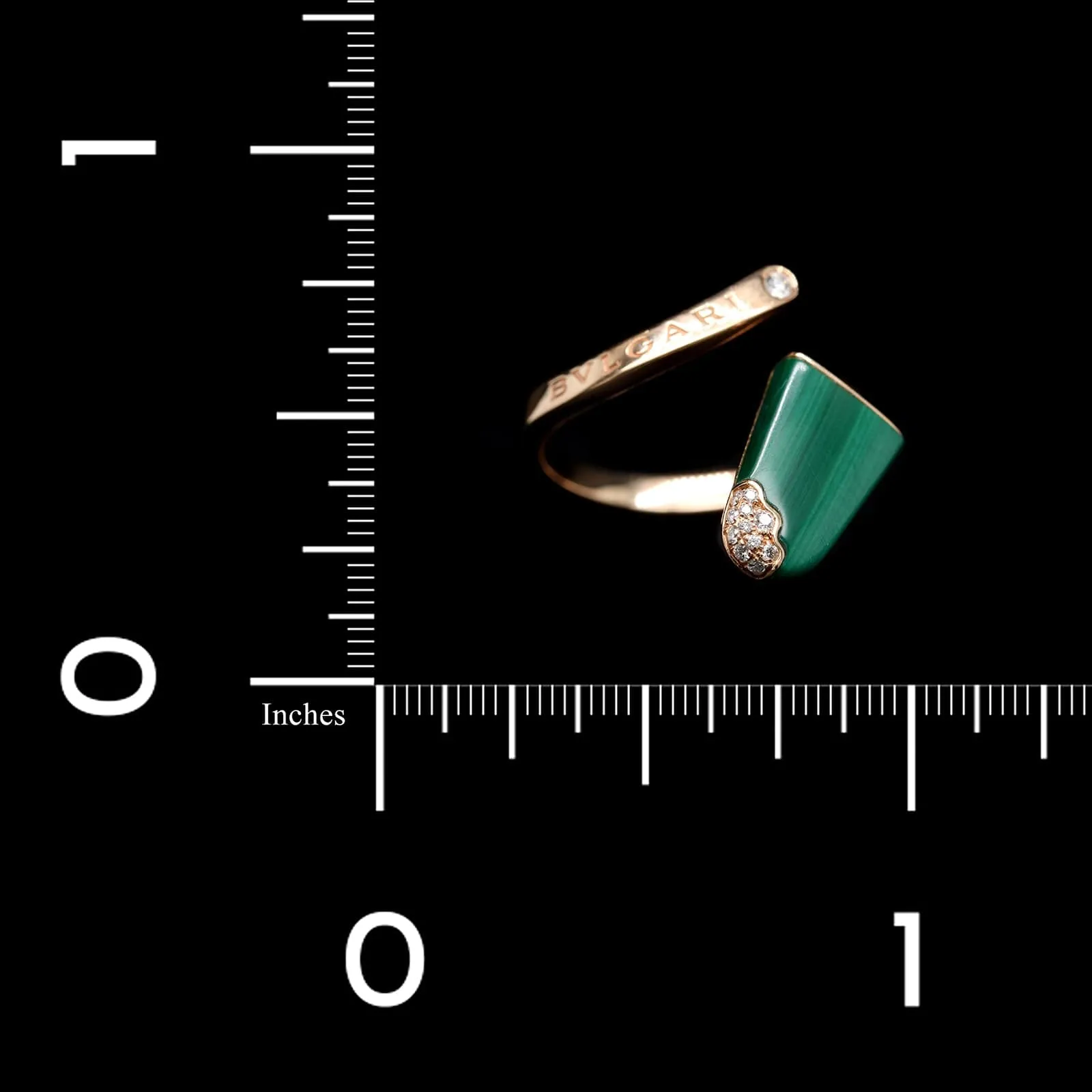 Bulgari 18K Rose Gold Estate Malachite and Diamond Gelati Ring