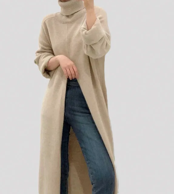 Caleb Turtle Neck Long Slit Sweater