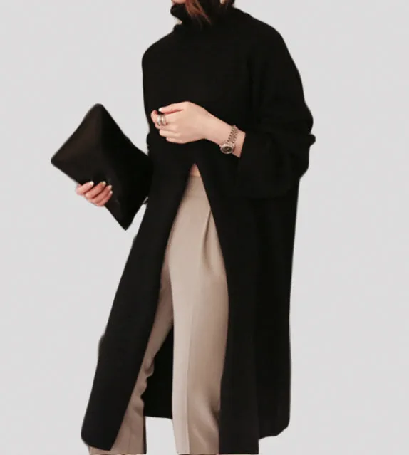 Caleb Turtle Neck Long Slit Sweater