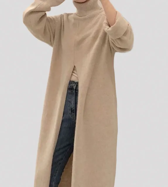 Caleb Turtle Neck Long Slit Sweater