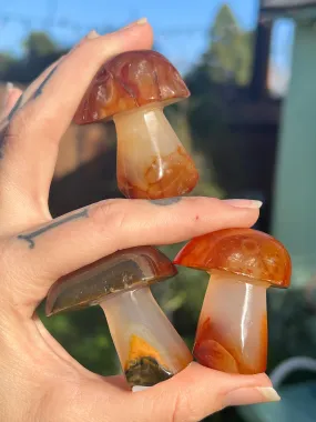 Carnelian mushroom carving