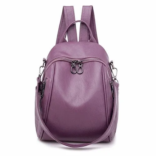 Casual PU Leather Shoulder Bag and College Style Backpack