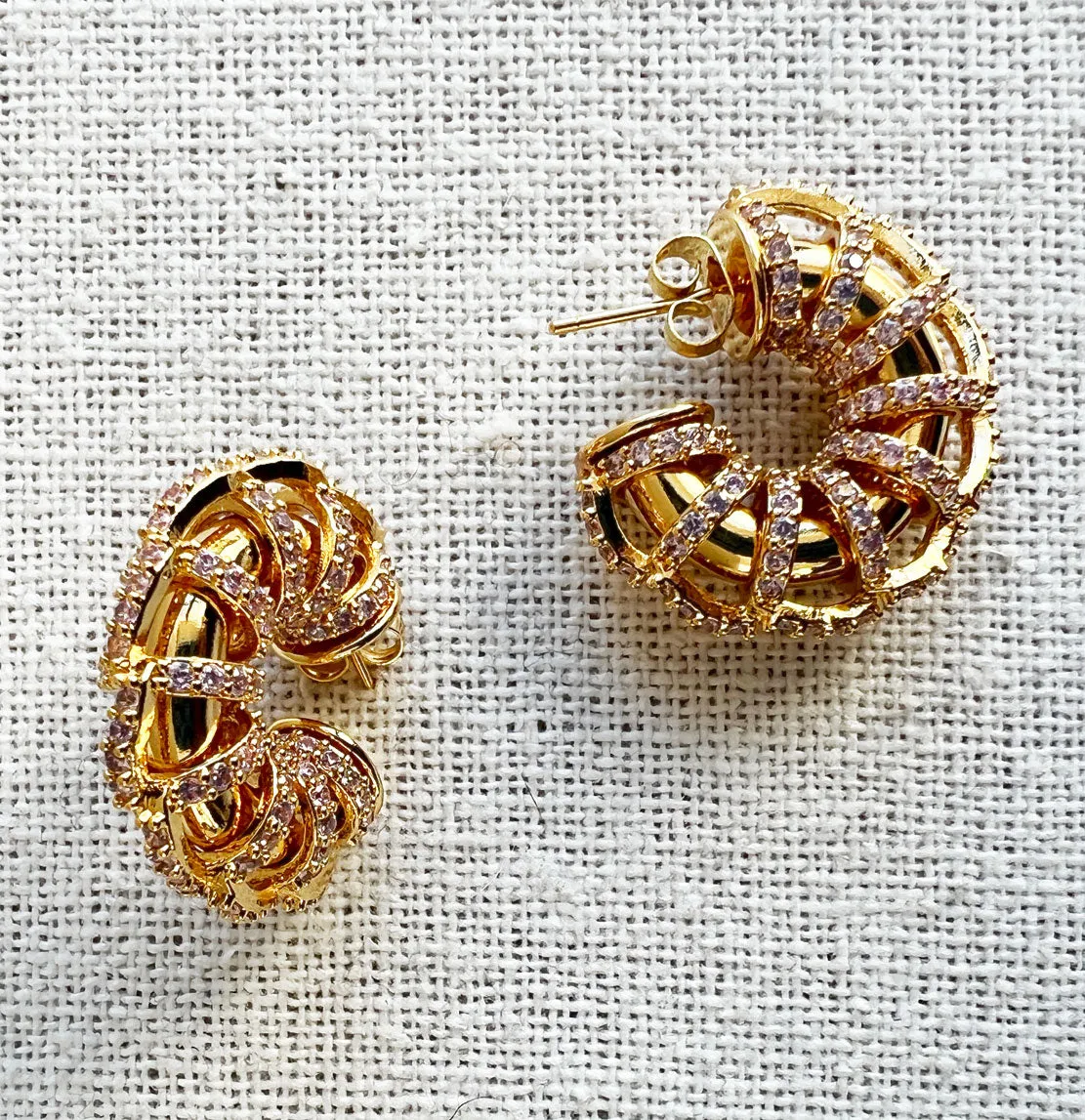 Caterpillar Earrings, Gold