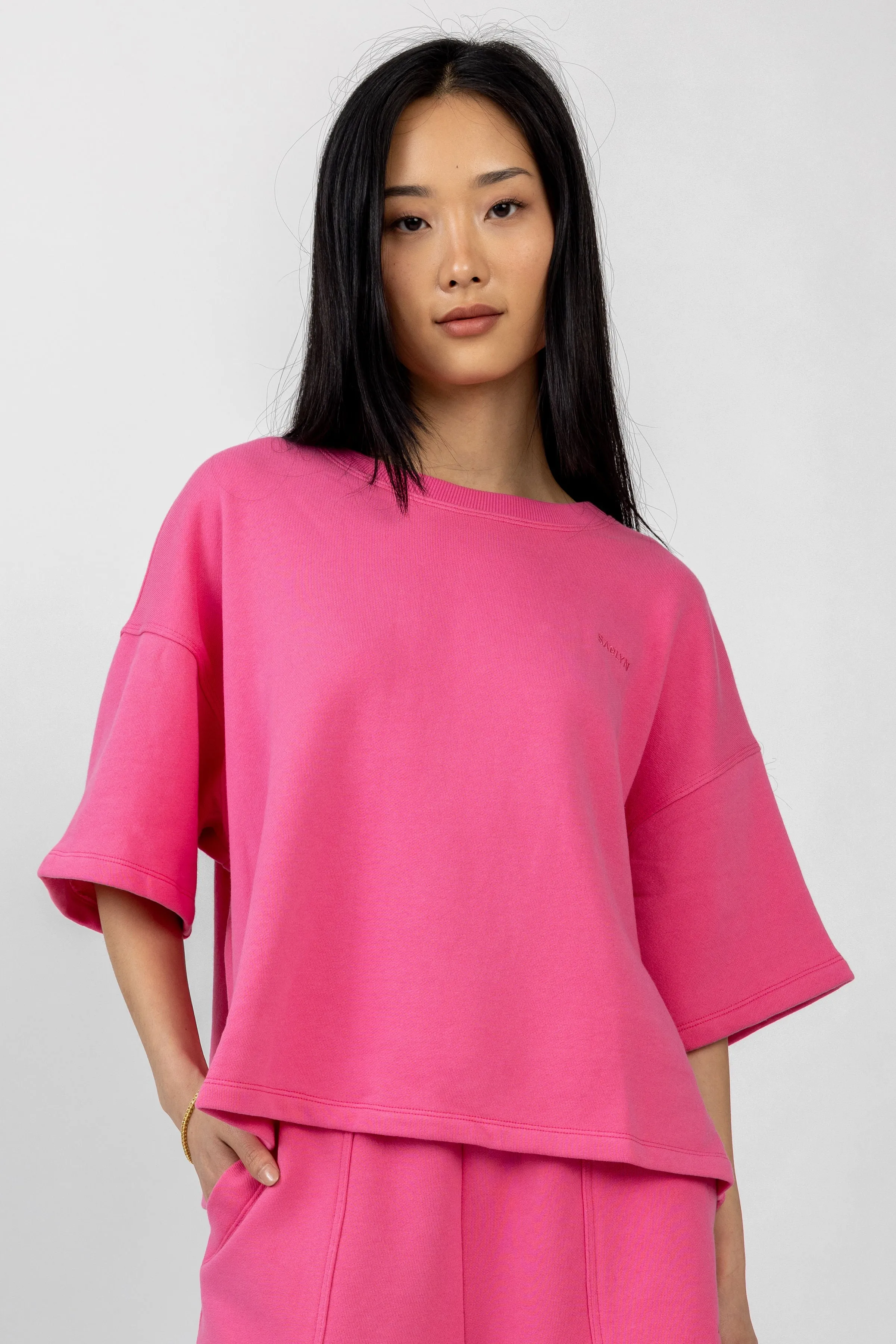 Chandler Short Sleeve Sweatshirt in Pink Pepper