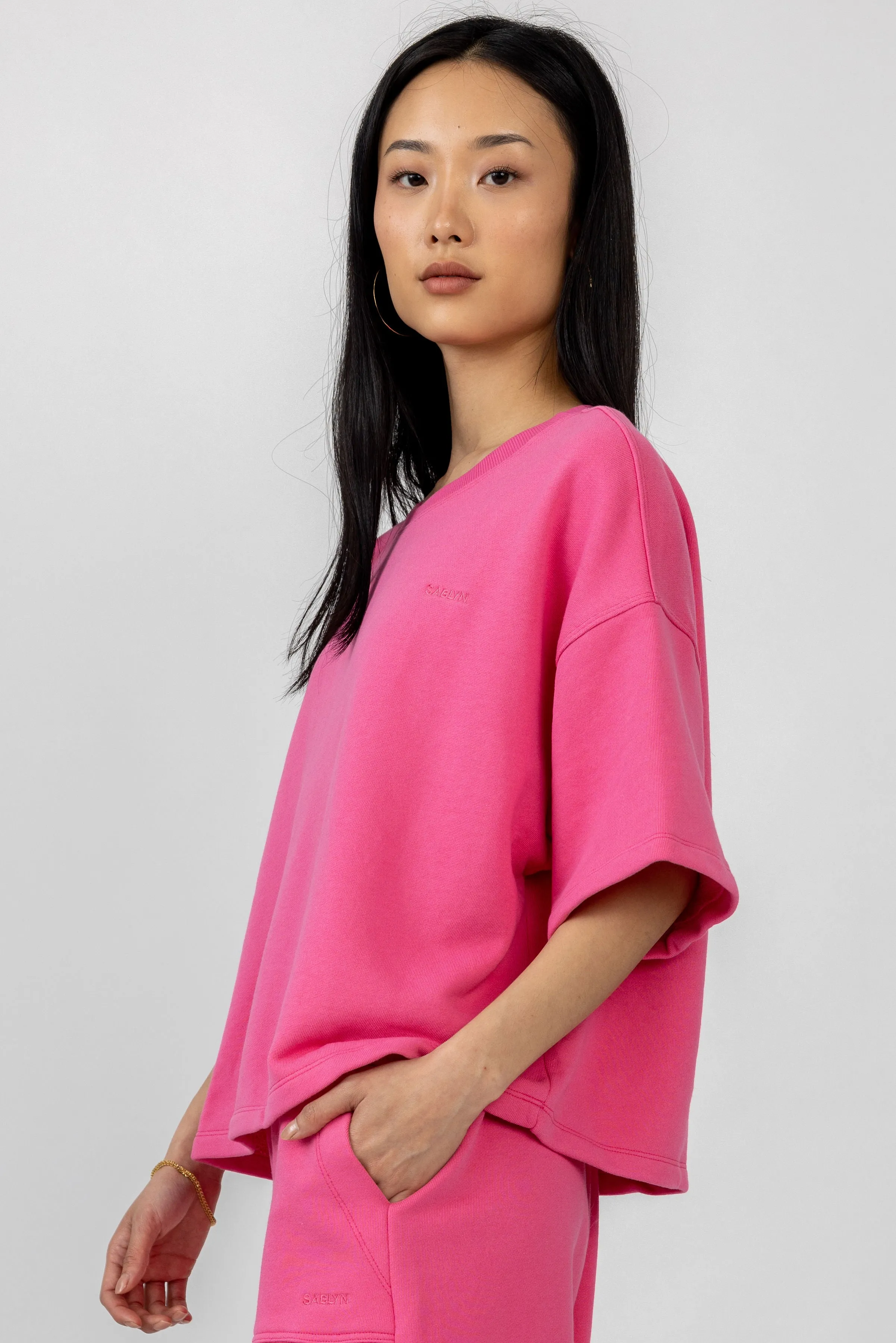 Chandler Short Sleeve Sweatshirt in Pink Pepper