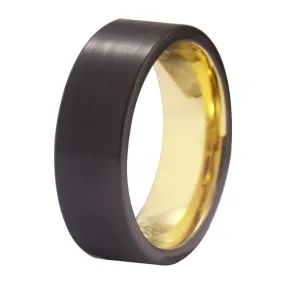 Classic Black and Gold-Plated Tungsten Fashion Wedding Band