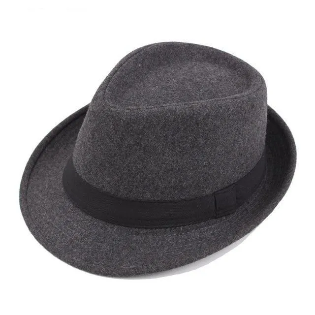 Classic Wide Brim Trilby Fedora Hat with Black Hatband