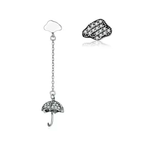 Cloud and Umbrella Cubic Zirconia 925 Sterling Silver Romantic Stud Earrings