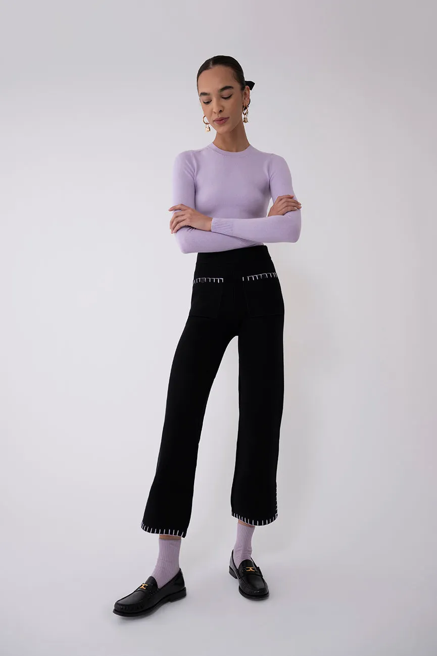 Coal Peachskin Cropped Pants