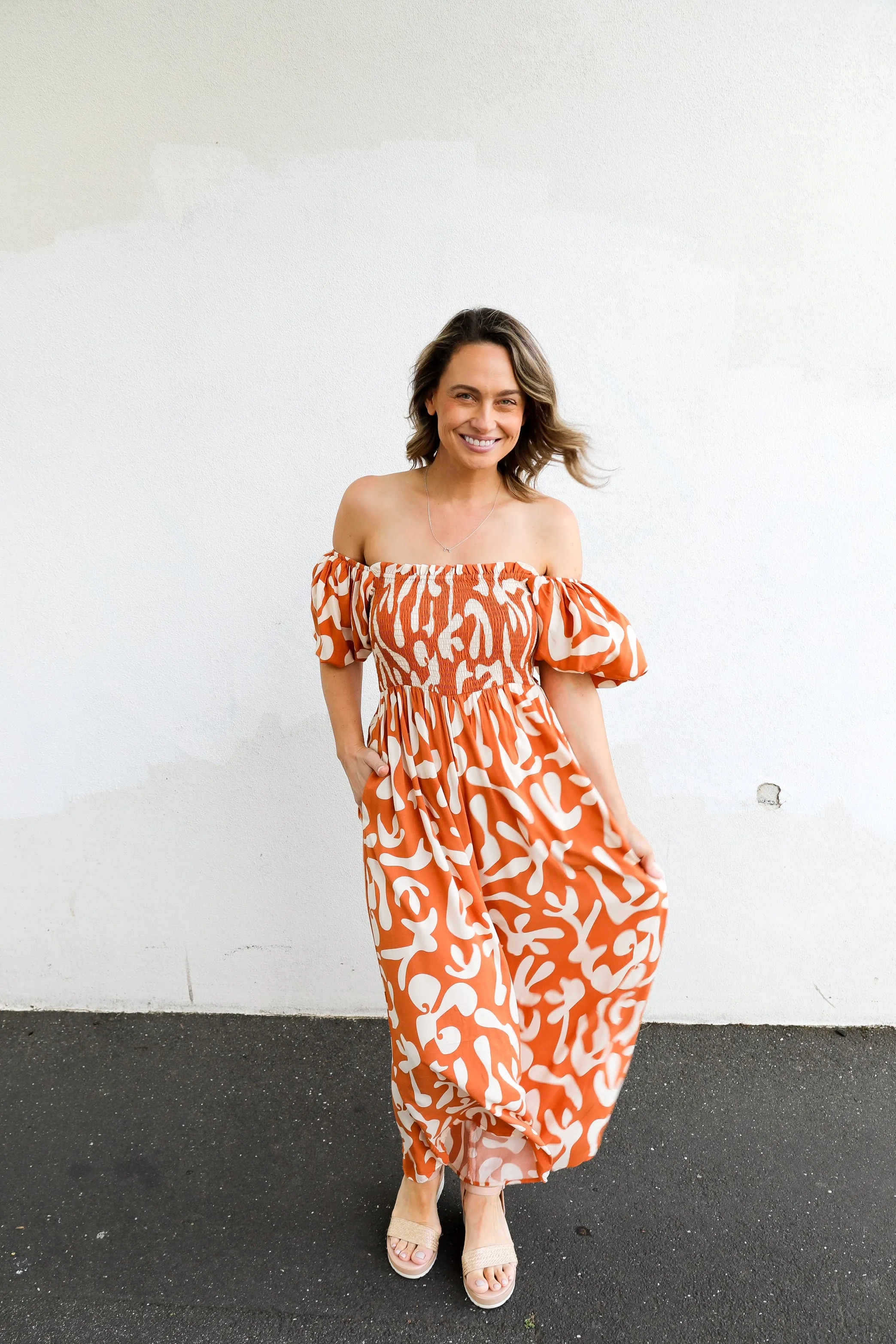 CoCo Jumpsuit (Orange   White Print)