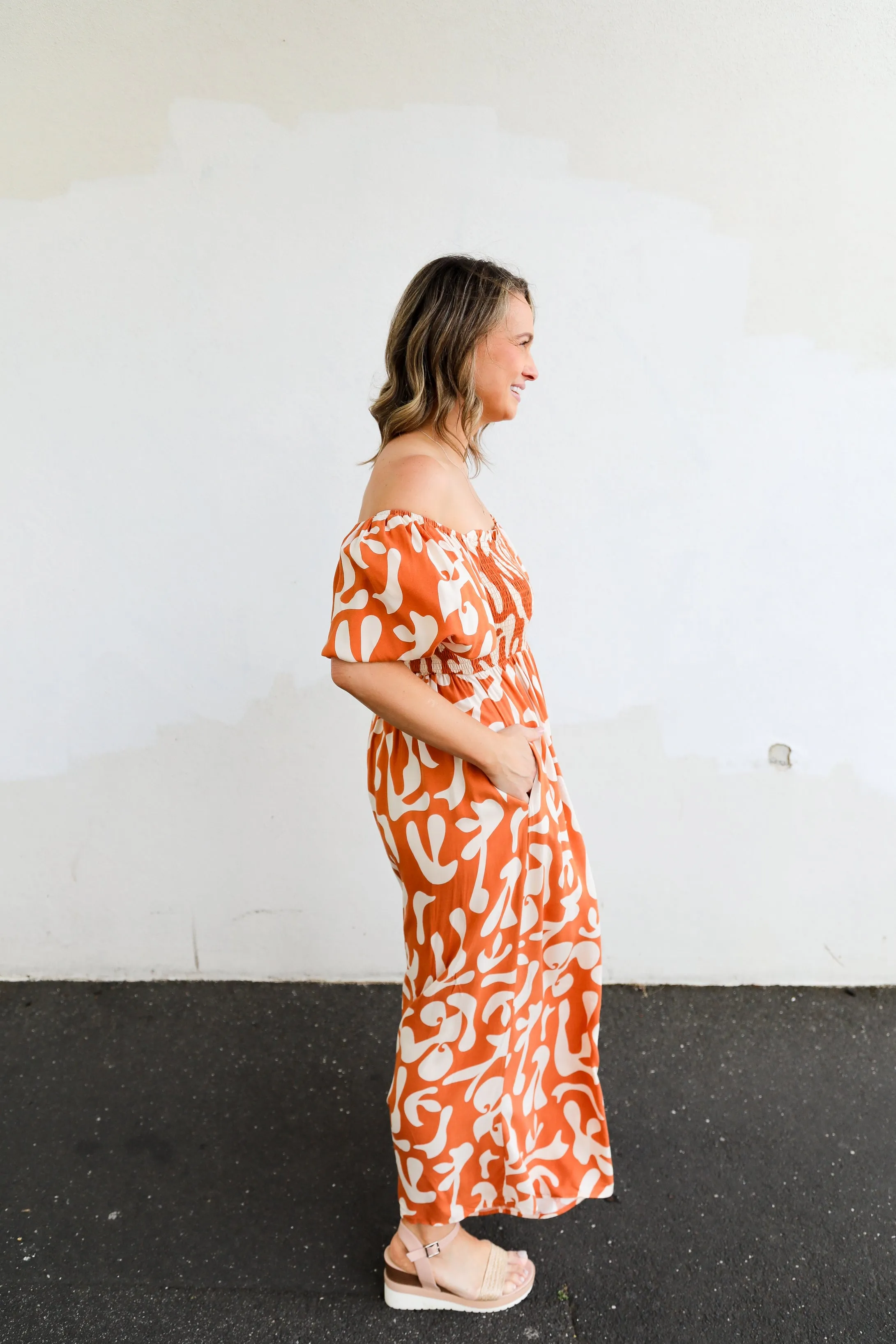 CoCo Jumpsuit (Orange   White Print)