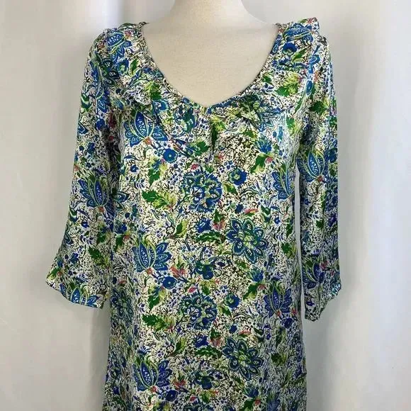 Compania Fantastica NWT Floral Print w/ ruffle neck Dress