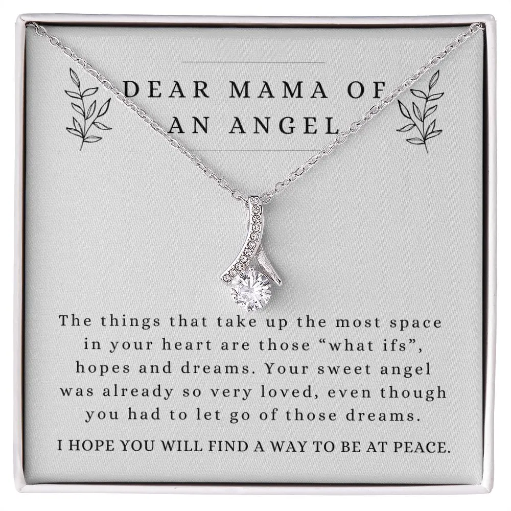 Condolences For Loss of Pregnancy Miscarriage CZ Ribbon Pendant Necklace