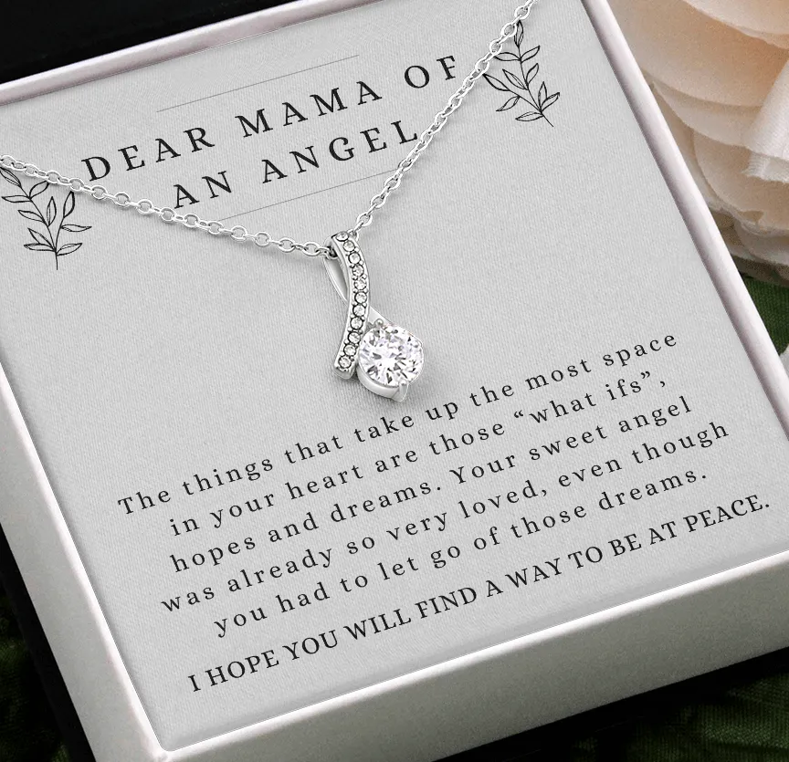 Condolences For Loss of Pregnancy Miscarriage CZ Ribbon Pendant Necklace