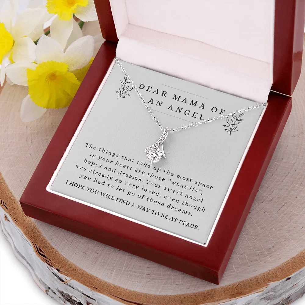 Condolences For Loss of Pregnancy Miscarriage CZ Ribbon Pendant Necklace