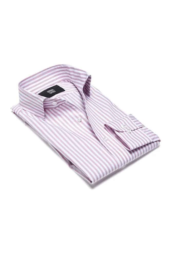 Cooper Shirt  - One Piece Collar Mauve Stripe