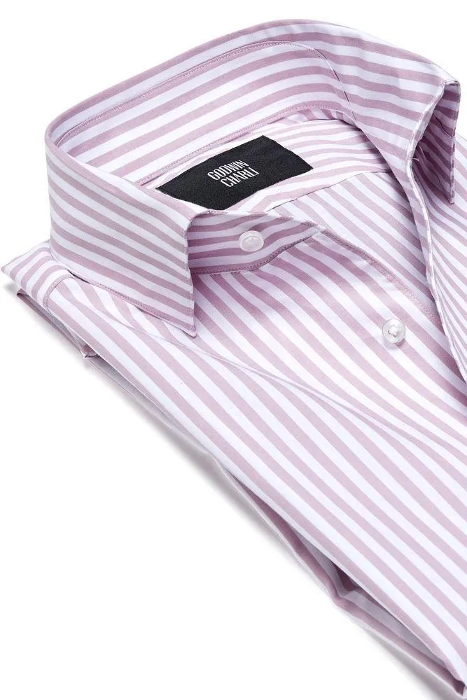 Cooper Shirt  - One Piece Collar Mauve Stripe