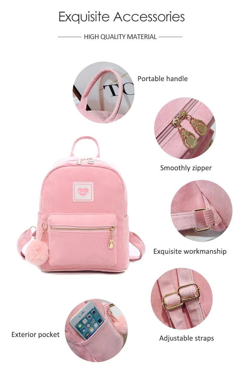 Corduroy Cute Love 20 to 35 Litre Backpack