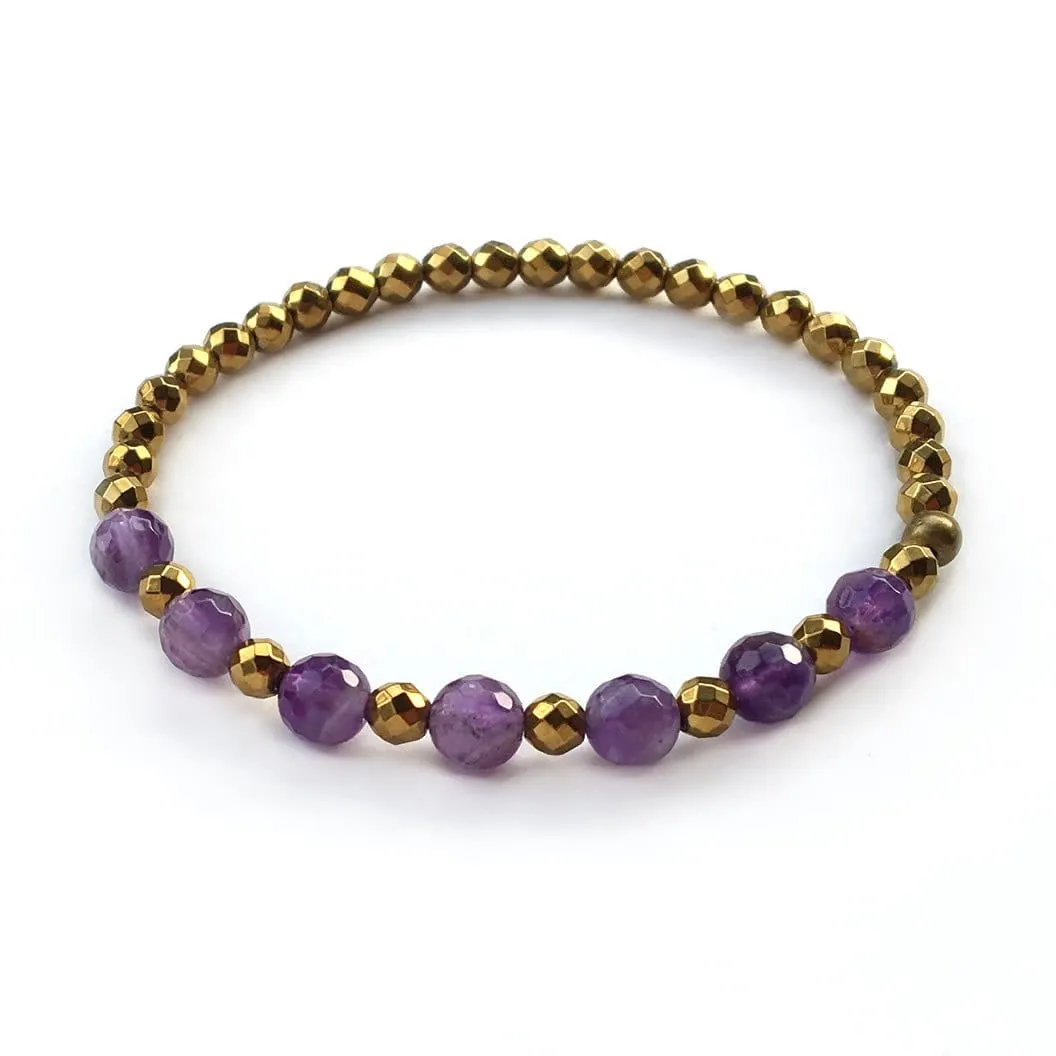 Crown Chakra, Hematite and Amethyst Chakra Bracelet