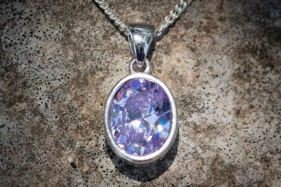 Crystal Drop Memorial Pendant - Multiple Birthstone Colors Available