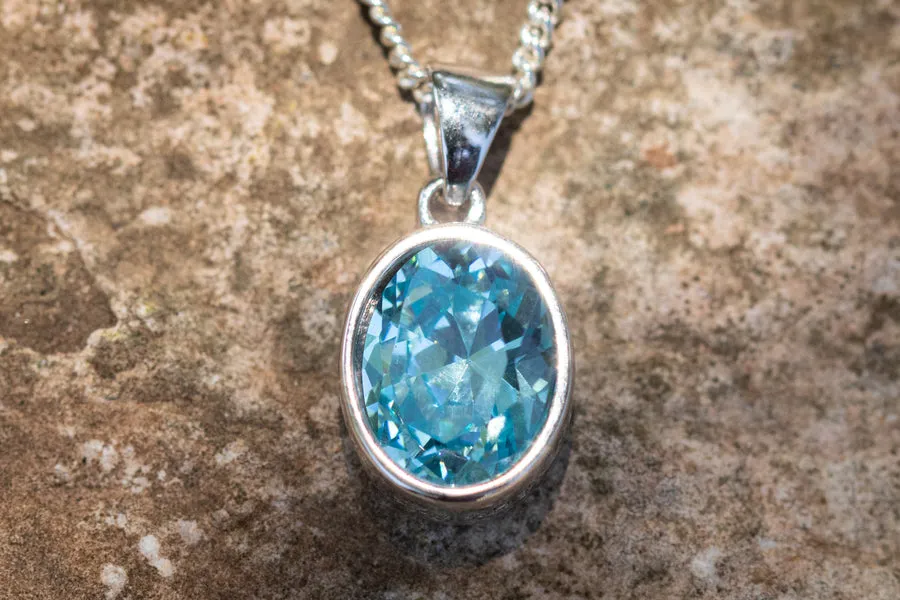 Crystal Drop Memorial Pendant - Multiple Birthstone Colors Available