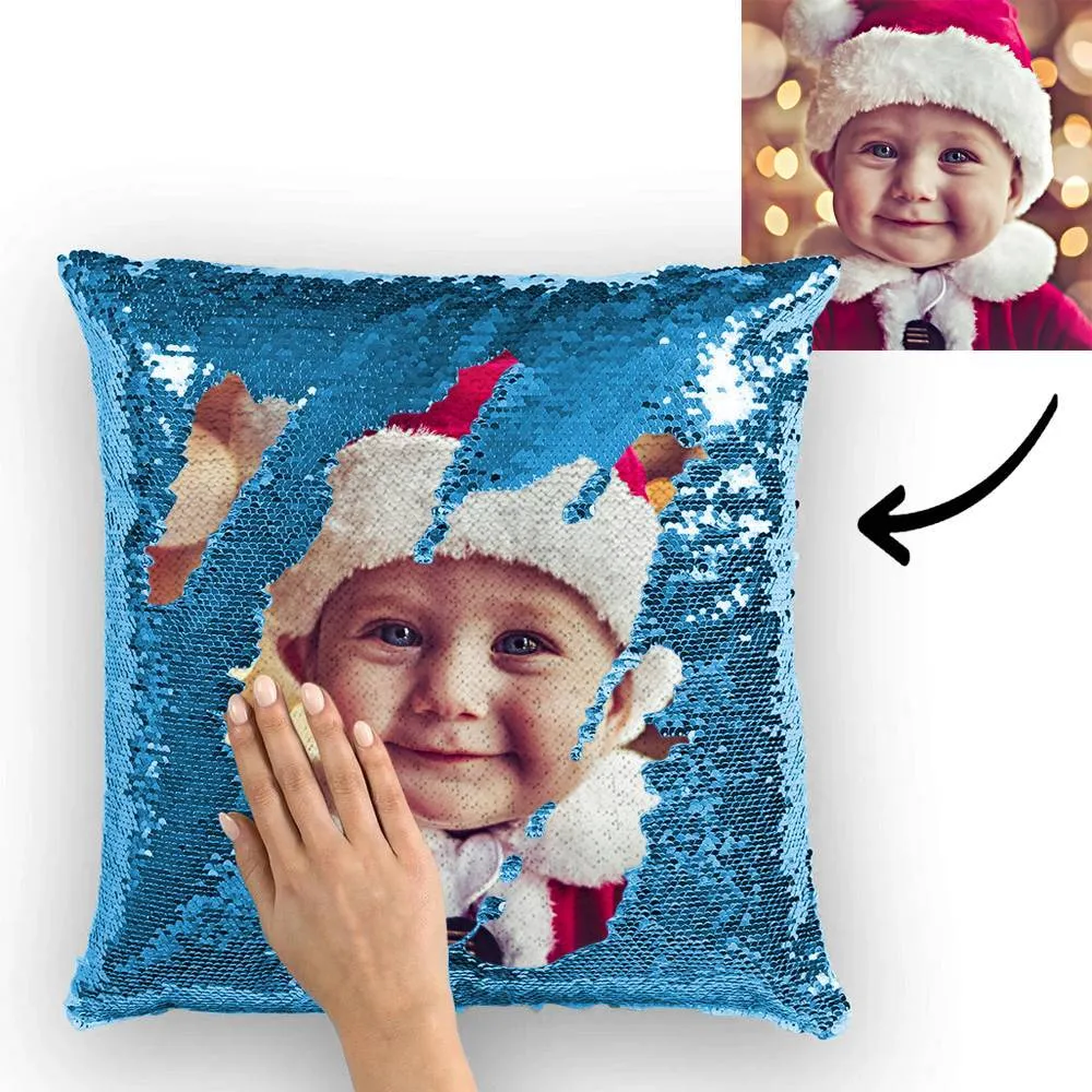 Custom Baby Photo Magic Sequins Pillow Multicolor Shiny 15.75''*15.75''