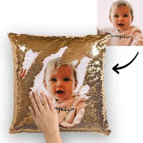 Custom Baby Photo Magic Sequins Pillow Multicolor Shiny 15.75''*15.75''