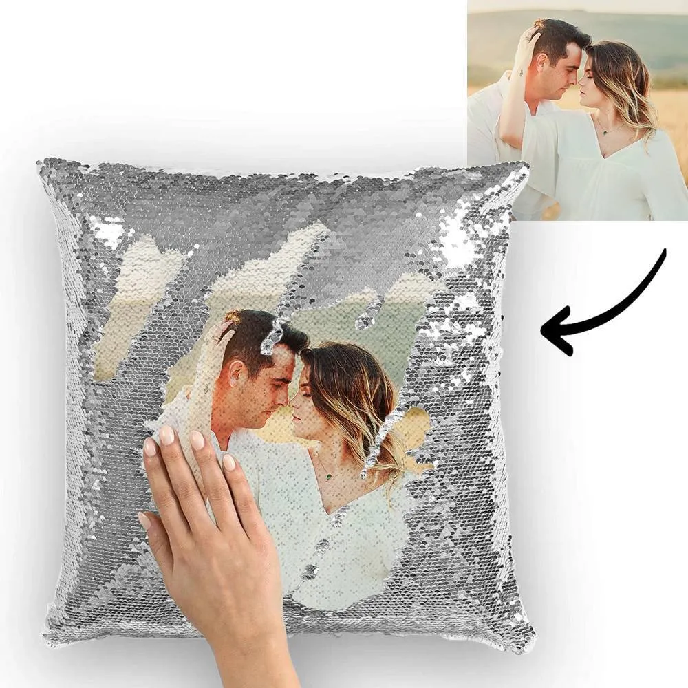 Custom Baby Photo Magic Sequins Pillow Multicolor Shiny 15.75''*15.75''