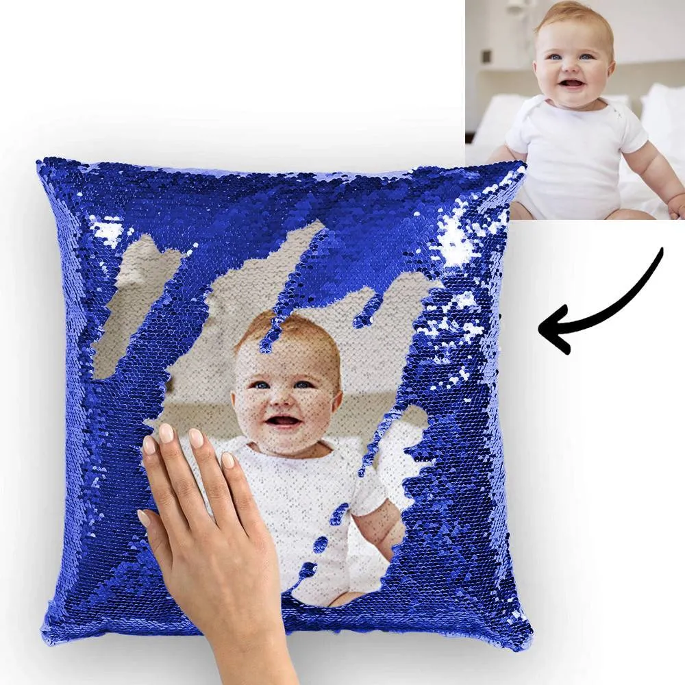 Custom Baby Photo Magic Sequins Pillow Multicolor Shiny 15.75''*15.75''