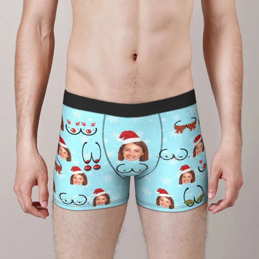 Custom Face Christmas Bust Boxer Briefs Funny Personalised Face Underwear Christmas Gift