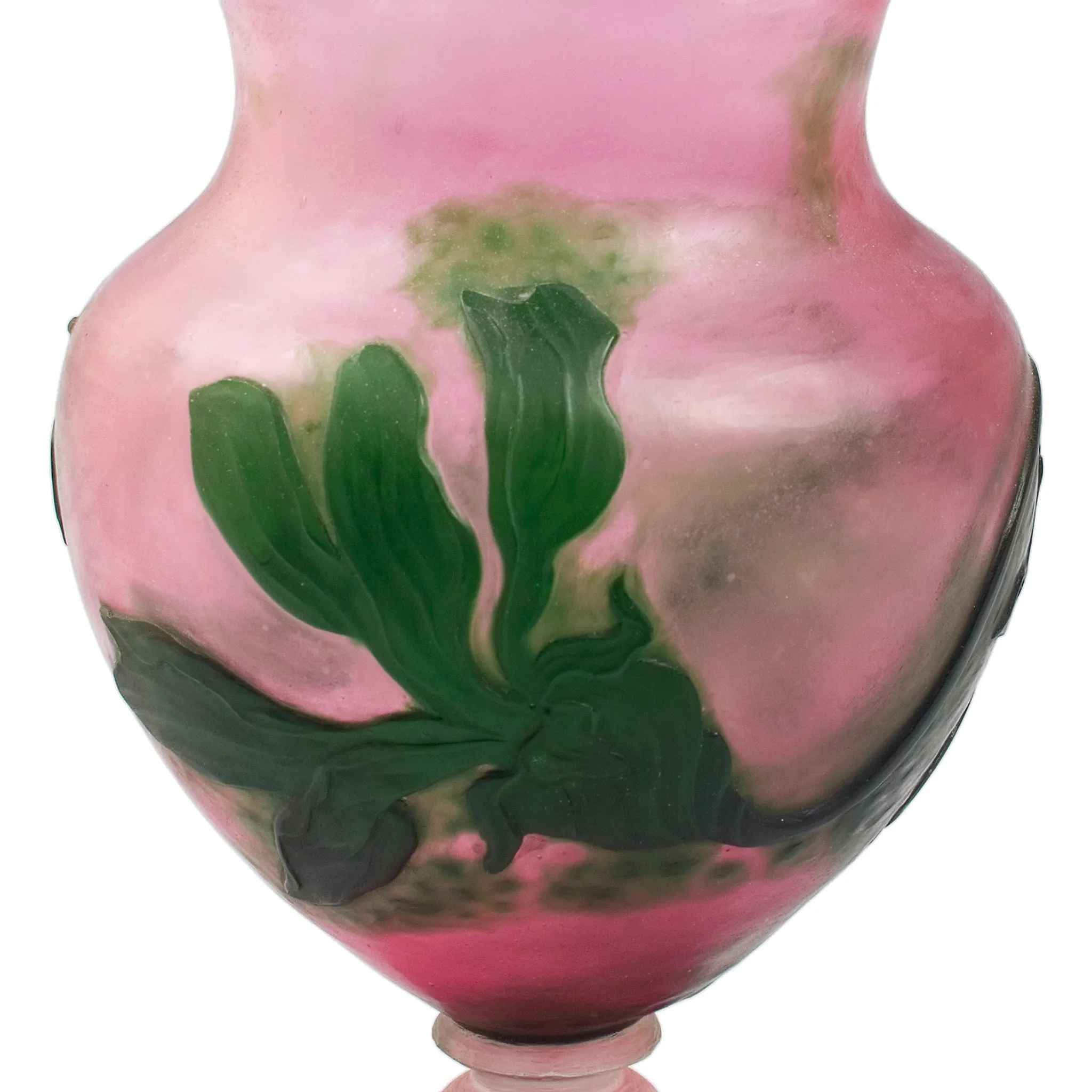 Daum Nancy Wheel-Carved Floral Cameo Glass Vase