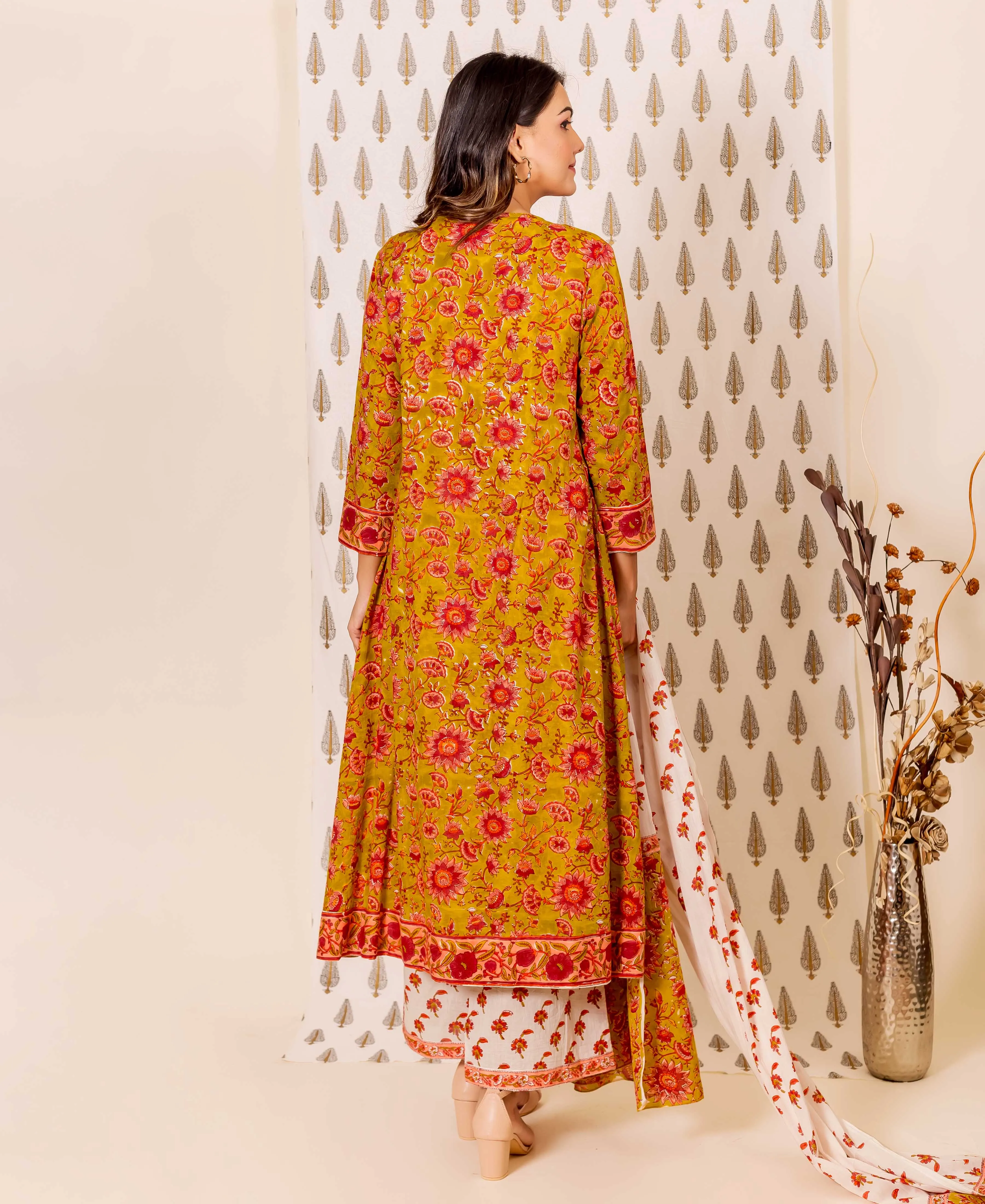 Dijon Yellow Hand Block Printed Kurta