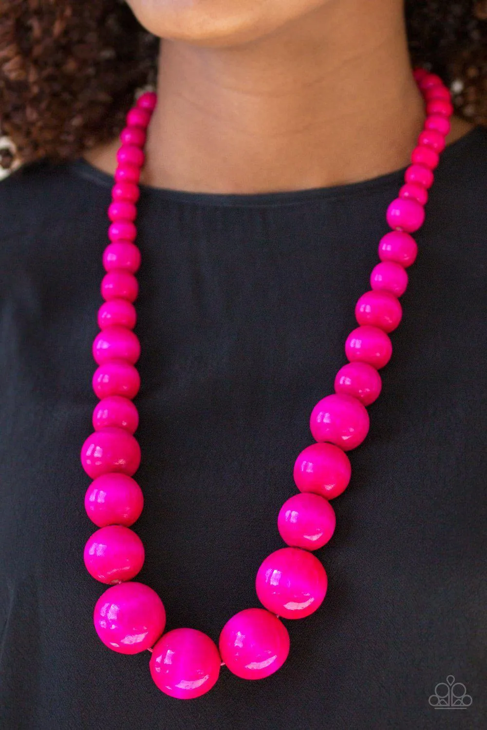 Effortlessly Everglades Pink Wood Necklace and matching Earrings - Paparazzi Accessories