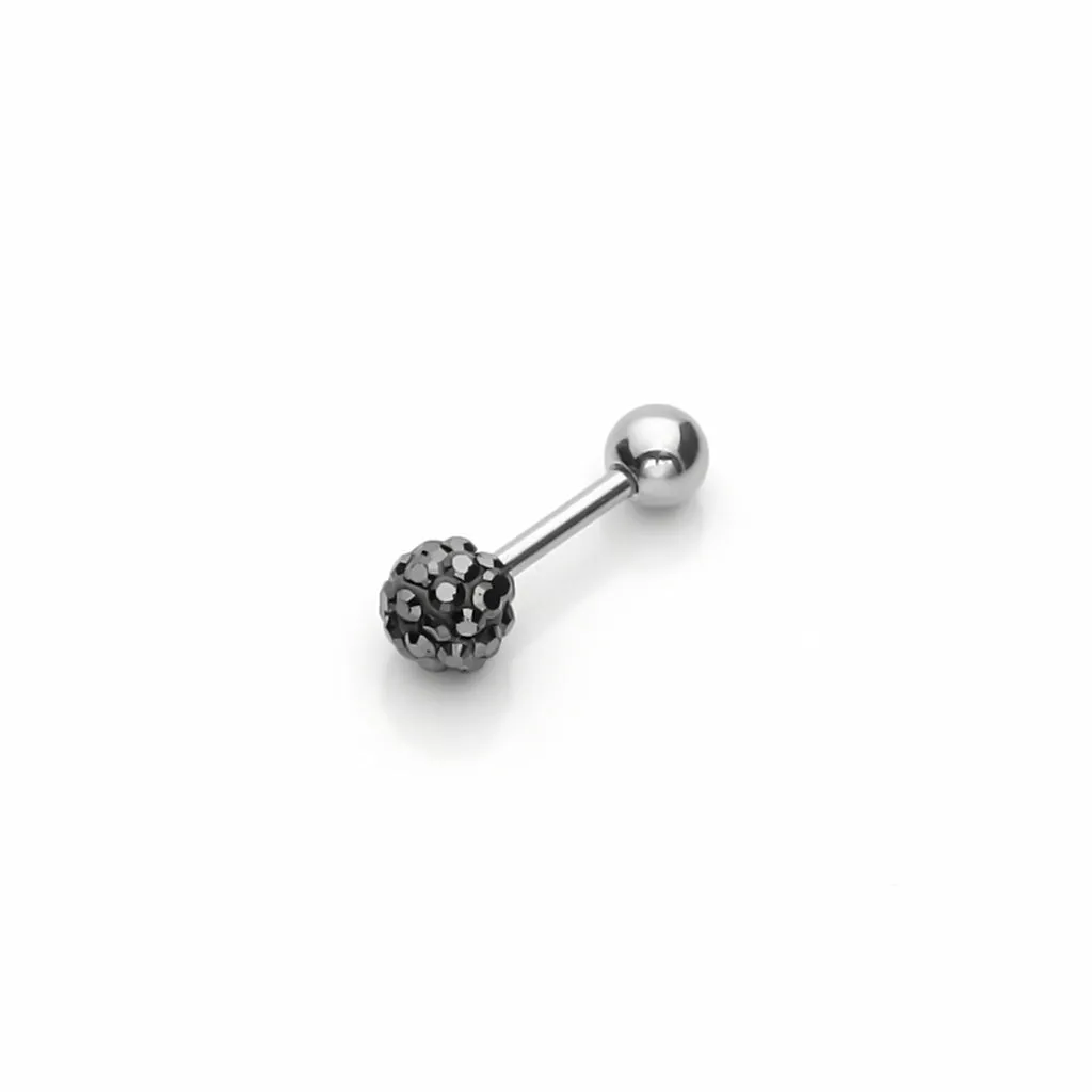 Ferido Crystal Disco Ball Top Tragus Barbell - Black