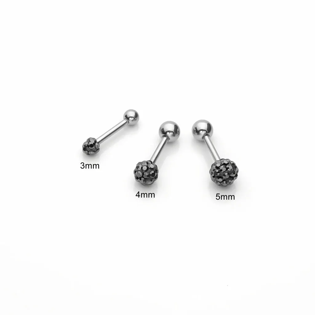 Ferido Crystal Disco Ball Top Tragus Barbell - Black