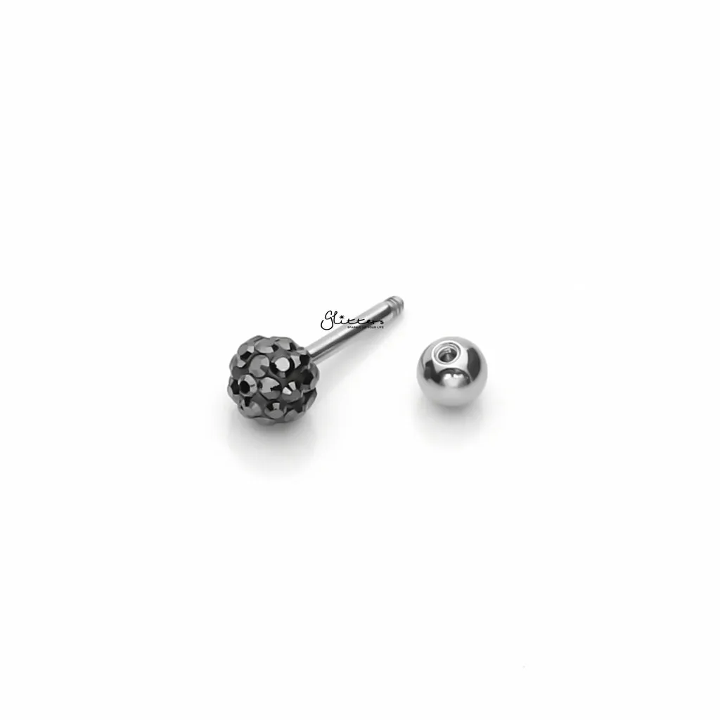 Ferido Crystal Disco Ball Top Tragus Barbell - Black