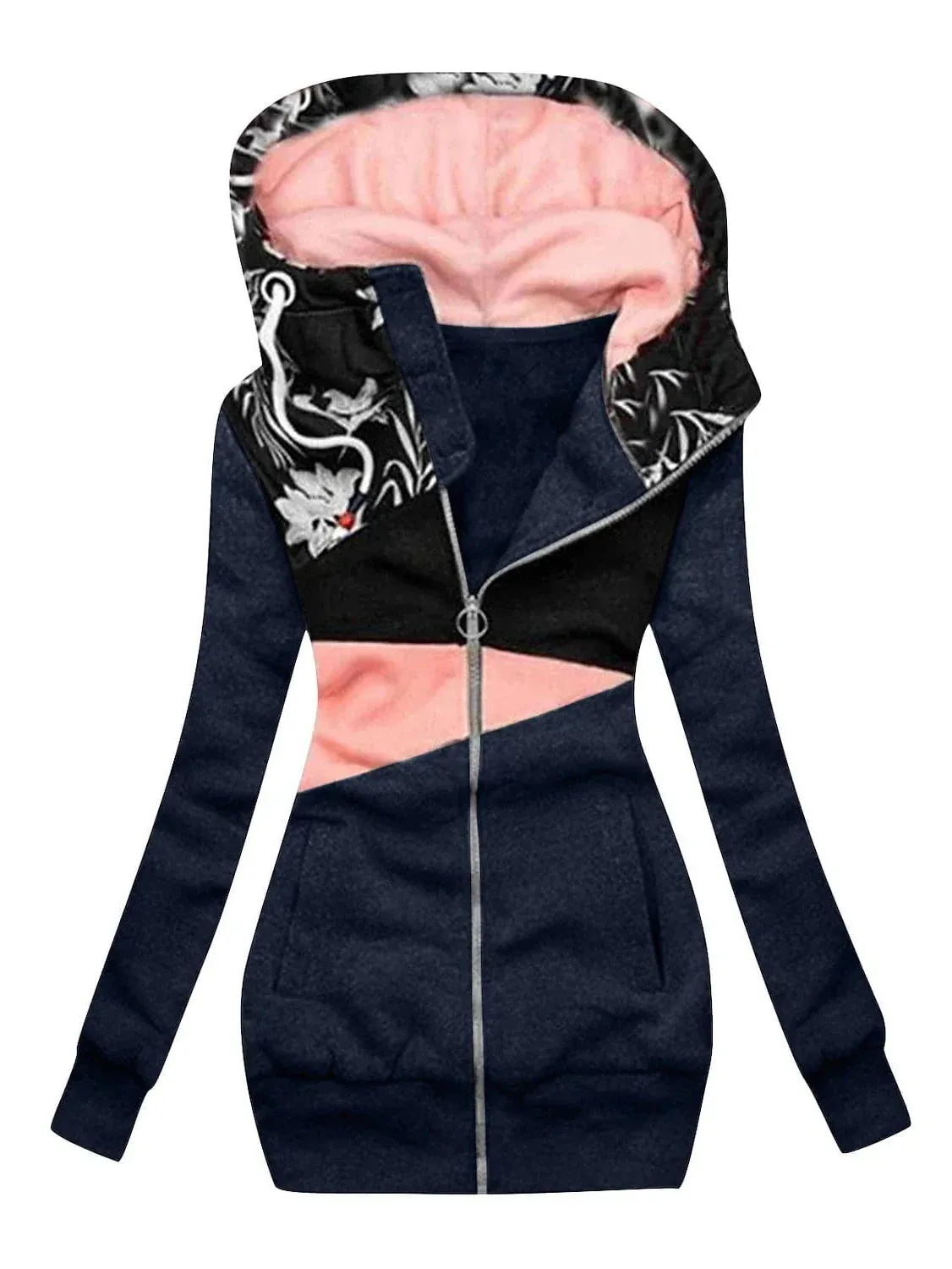 Floral Print Women's Casual Hoodie Jacket