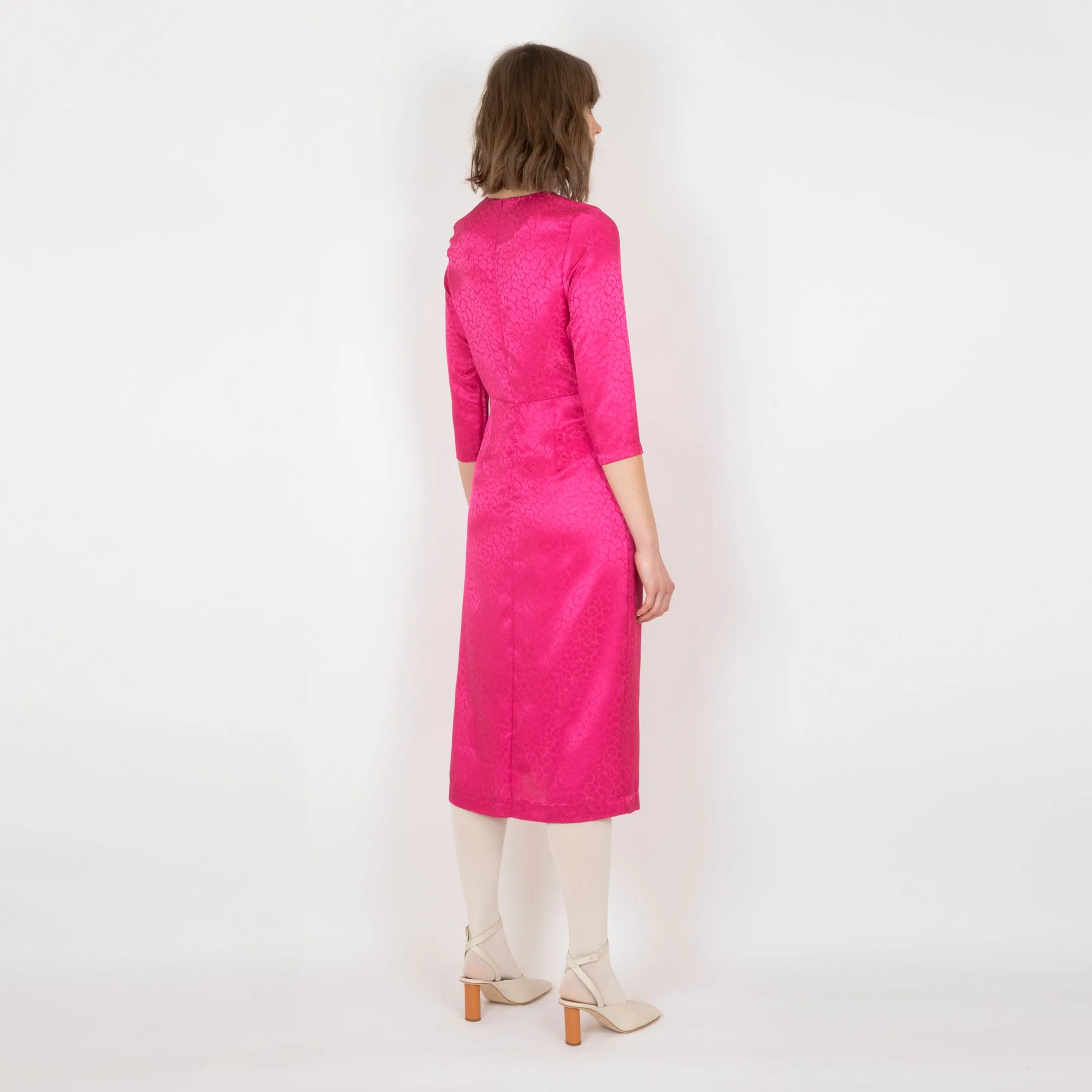 Front tie Magenta Midi dress