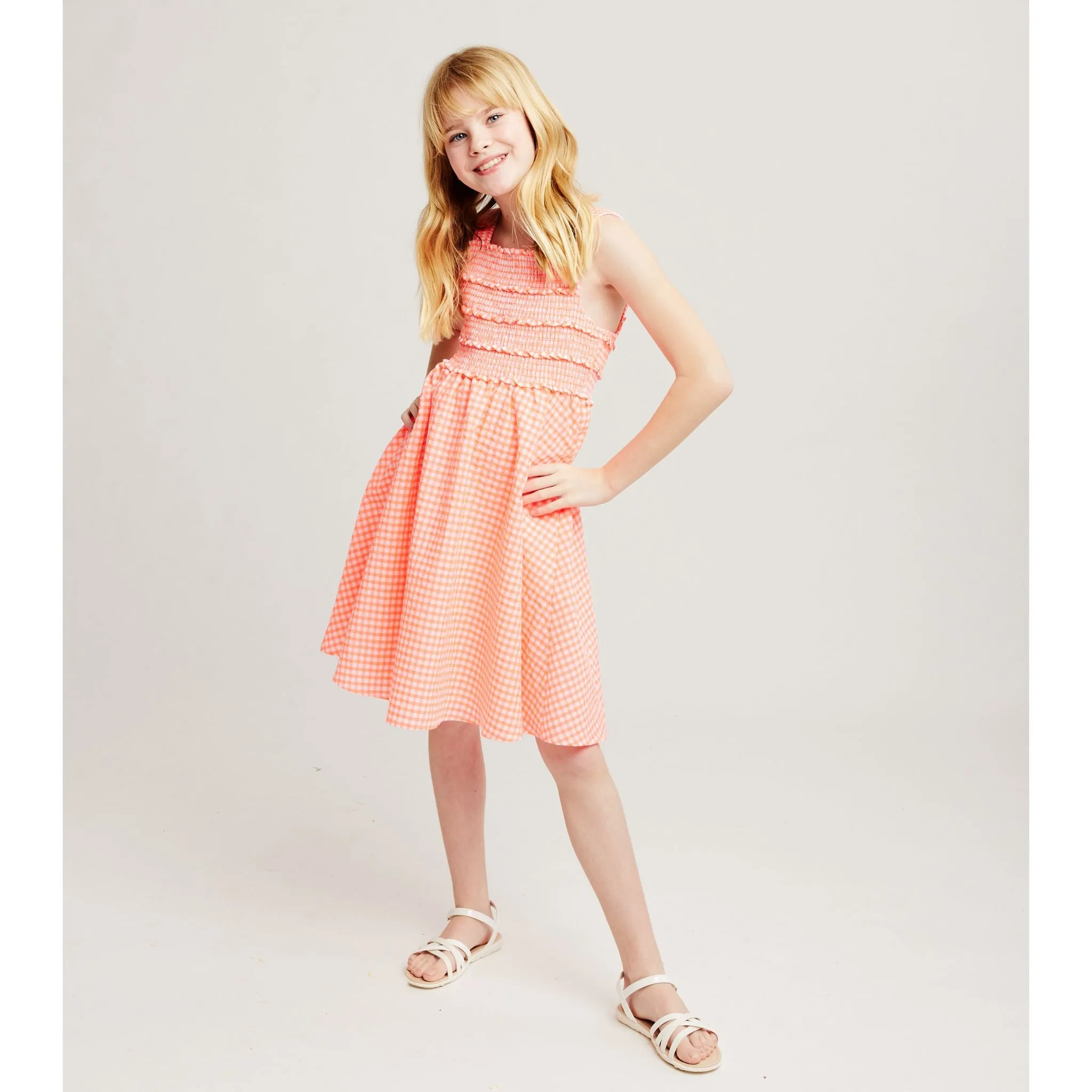 Gingham Dress (Size 7-16Years) | Pink Neon