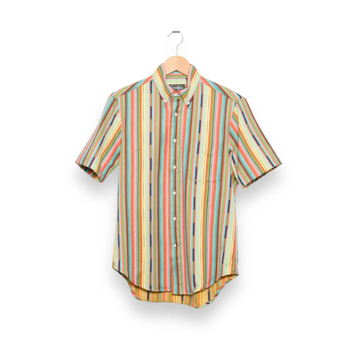 Gitman Brothers Vintage button down shortsleeve playa handwoven dobby stripe