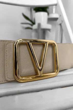 Gold V Buckle Elastic Belt