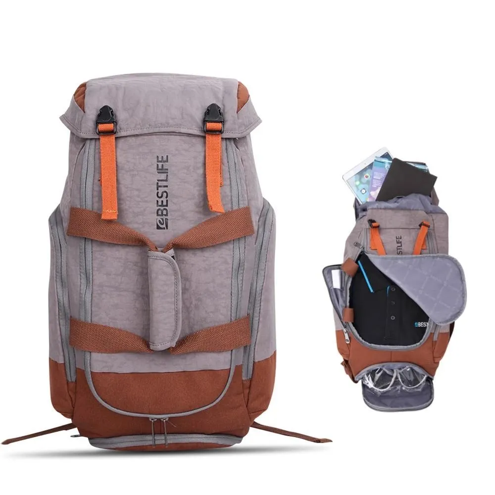 Gray Orange Outdoor Camping/Hiking 34 Litre Travel Backpack with Shoe Compartment