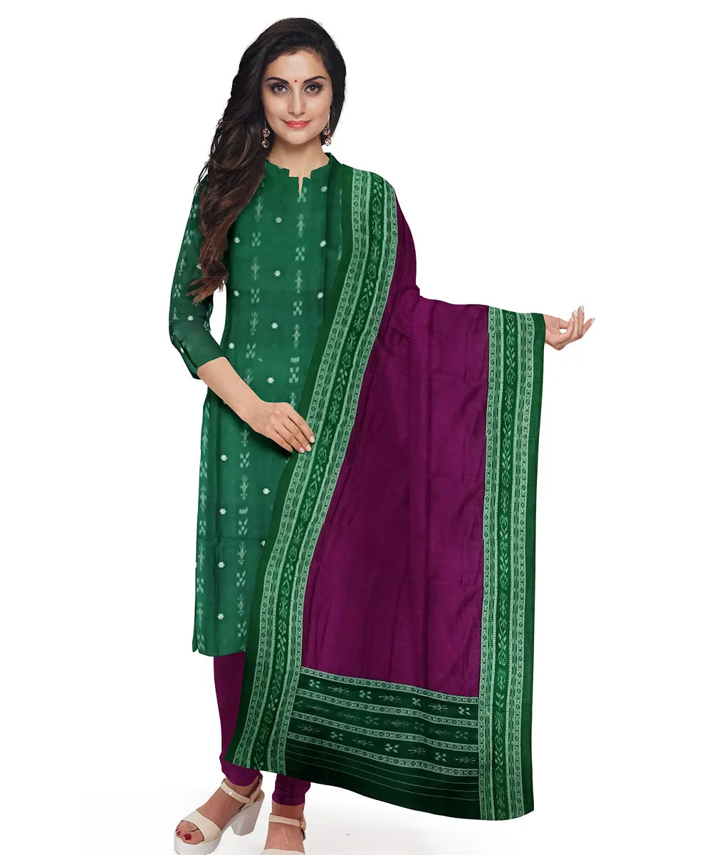 Green purple handwoven cotton nuapatna dress material