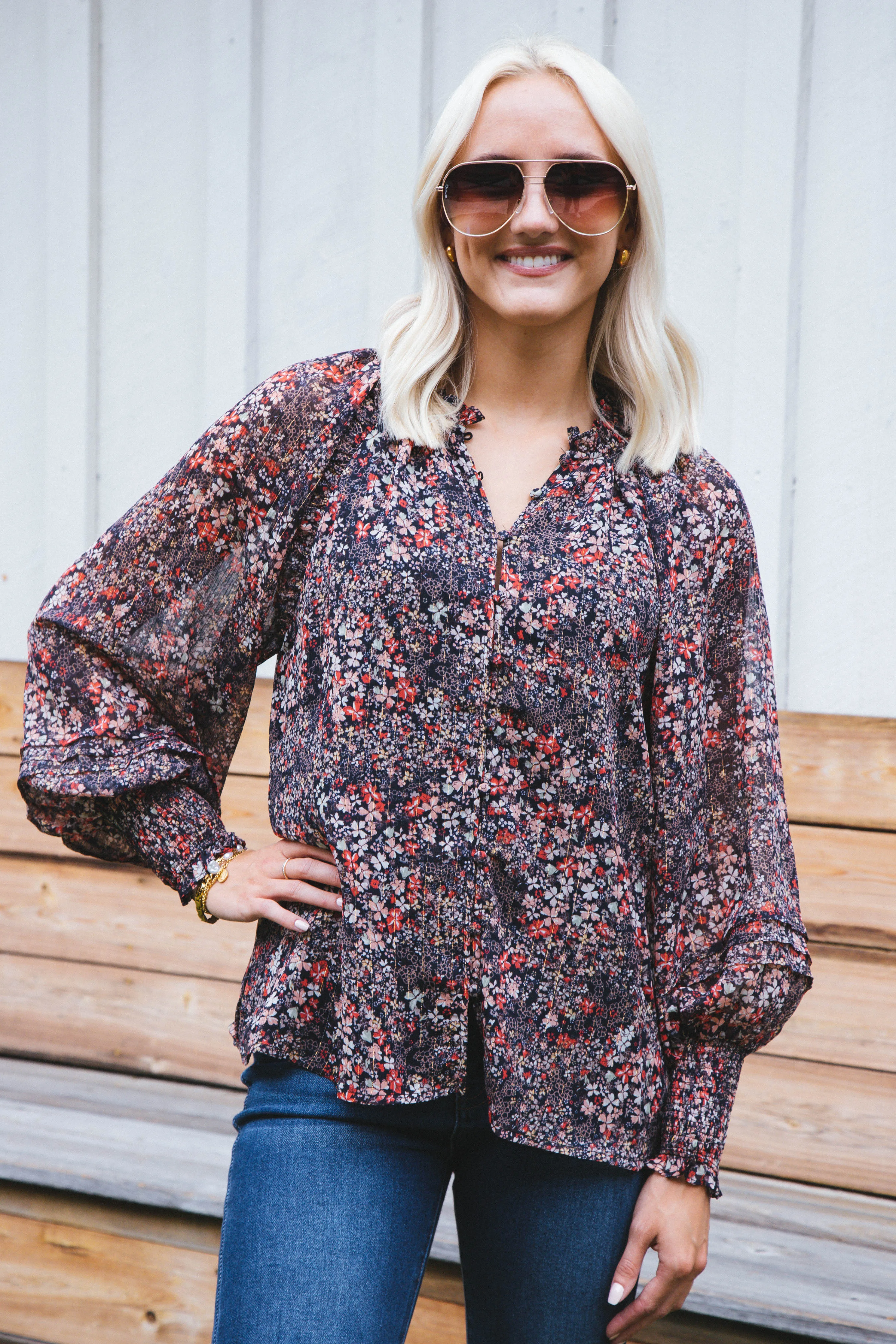 Haddie Floral Blouse, Siren | Buddy Love