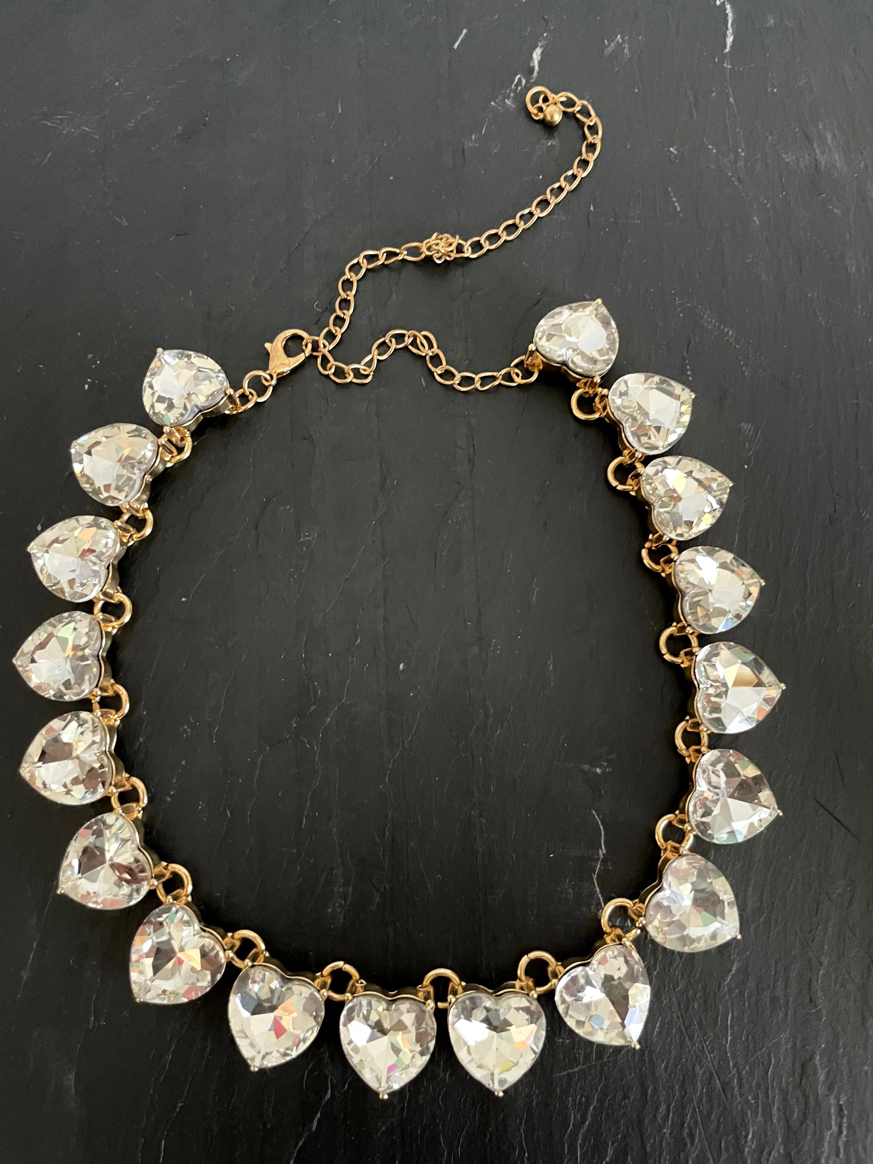 Heart shaped crystal stone Necklace- bracelet - earrings