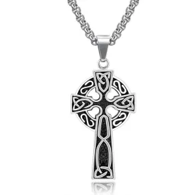 Hip Hop Silver & Gold Celtic Cross Pendant Necklace with 24 Inch Chain